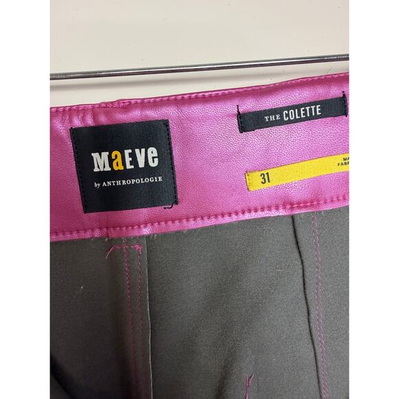 Maeve by Anthropologie Colette Wide Leg Faux Leather Pants Pink Women’s 31 - Picture 4 of 5